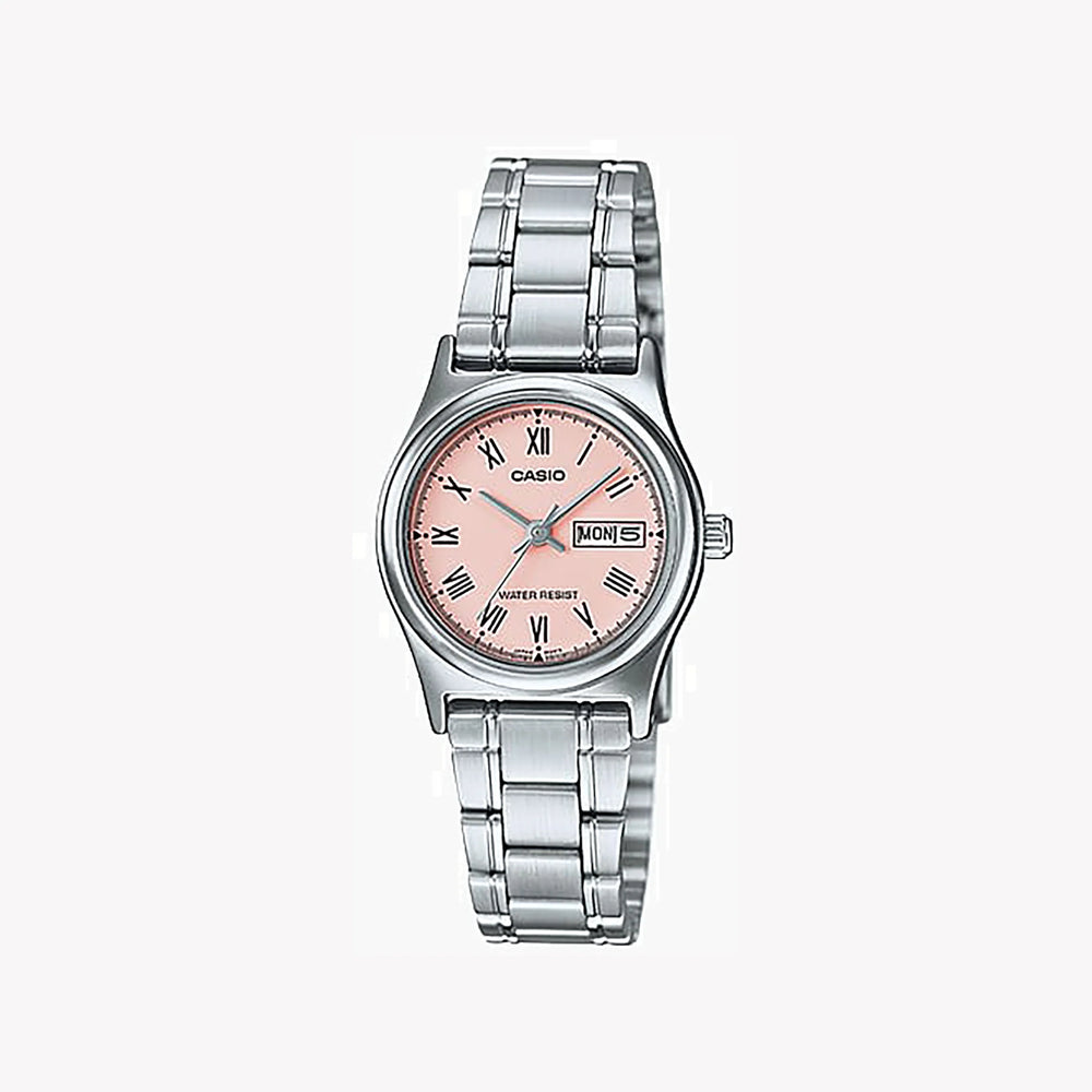 Casio Women's Silver Watch, Rose Dial | Ltp-V006d-4b by i-watch