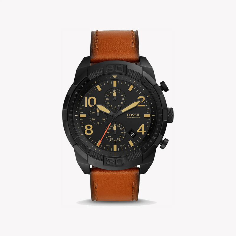 Fossil Men's Black Stainless Steel, Brown Leather | Fs5714 by i-watch