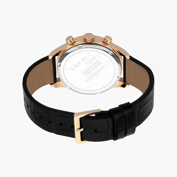 ESPRIT MEN'S TIMEPIECE - ELEGANT BLACK LEATHER & ROSE GOLD ROUND WATCH-i-Watch-3