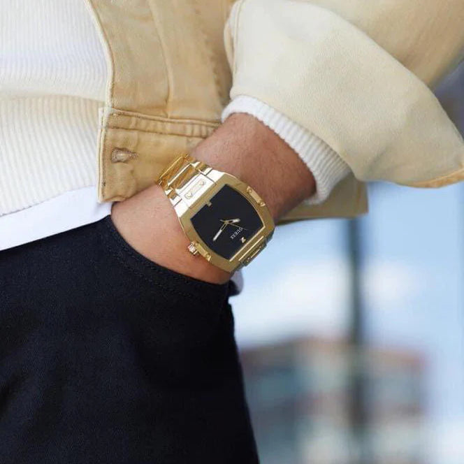 Guess Men's Gold Stainless Steel Watch, Black Dial | Gw0387g2 by i-watch