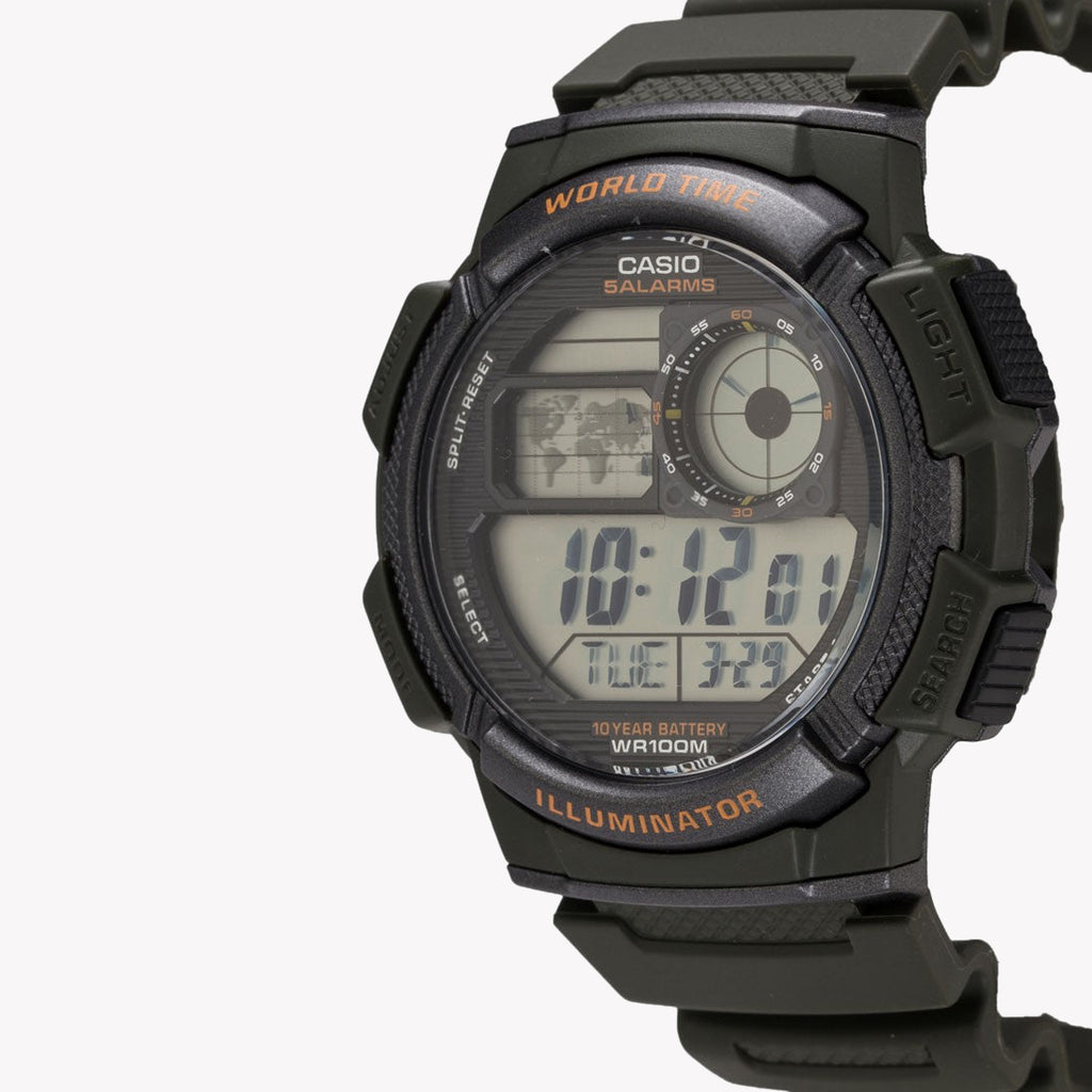 Casio Men's Green Resin Watch, Digital Display | Ae-1000w-3avdf
