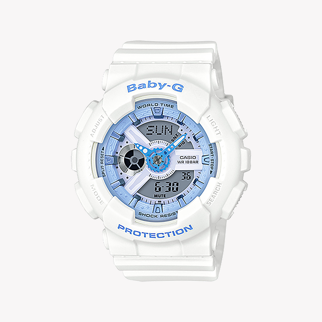 BA-110BE-7ADR BABY-G - SPORTY ELEGANCE WOMEN'S WATCH - WHITE RESIN & DIGITAL DIAL