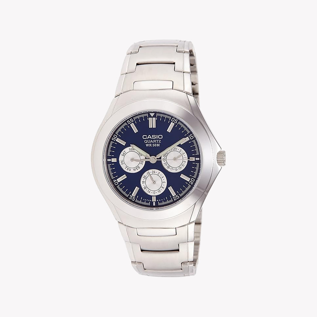 MTP-1247D-2AVDF - TIMELESS ELEGANCE - CLASSIC MEN'S STAINLESS STEEL WATCH with Date & Day Display