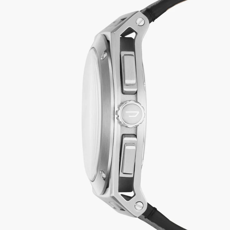 Diesel Men's Silver Watch, Black Leather Band | Dz4543 by i-watch