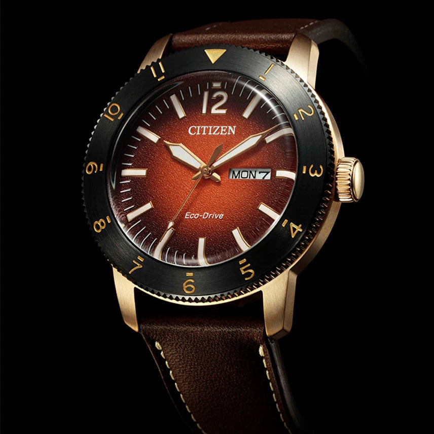 Citizen Aw0079-13x - Bold Distinction Men's Watch With Rose Gold And Brown Leather by i-watch
