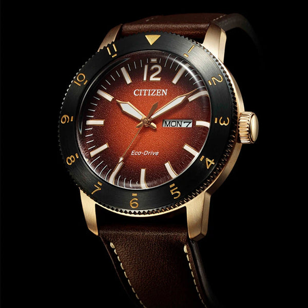 Citizen Aw0079-13x - Bold Distinction Men's Watch With Rose Gold And Brown Leather by i-watch