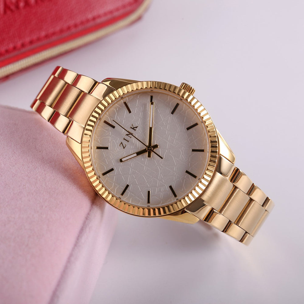 Zink Women's Watch With Gold Stainless Steel Case And Gold Stainless Steel Band by i-watch