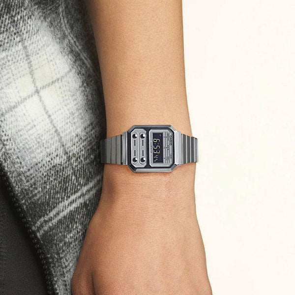 Casio Men's Resin Watch, Silver Dial | A-100we-7bdf by i-watch