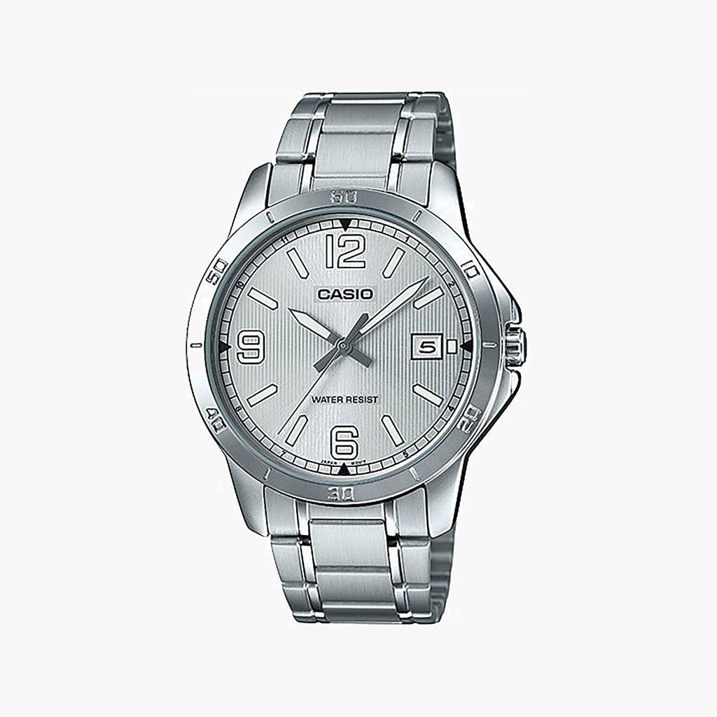 CASIO MTP-V004D-7B2UDF SILVER SLEEK - CLASSIC ELEGANCE MEN'S WATCH with Stainless Steel Band and White Dial