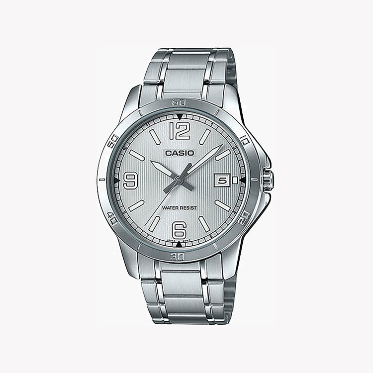 CASIO MTP-V004D-7B2UDF SILVER SLEEK - CLASSIC ELEGANCE MEN'S WATCH with Stainless Steel Band and White Dial