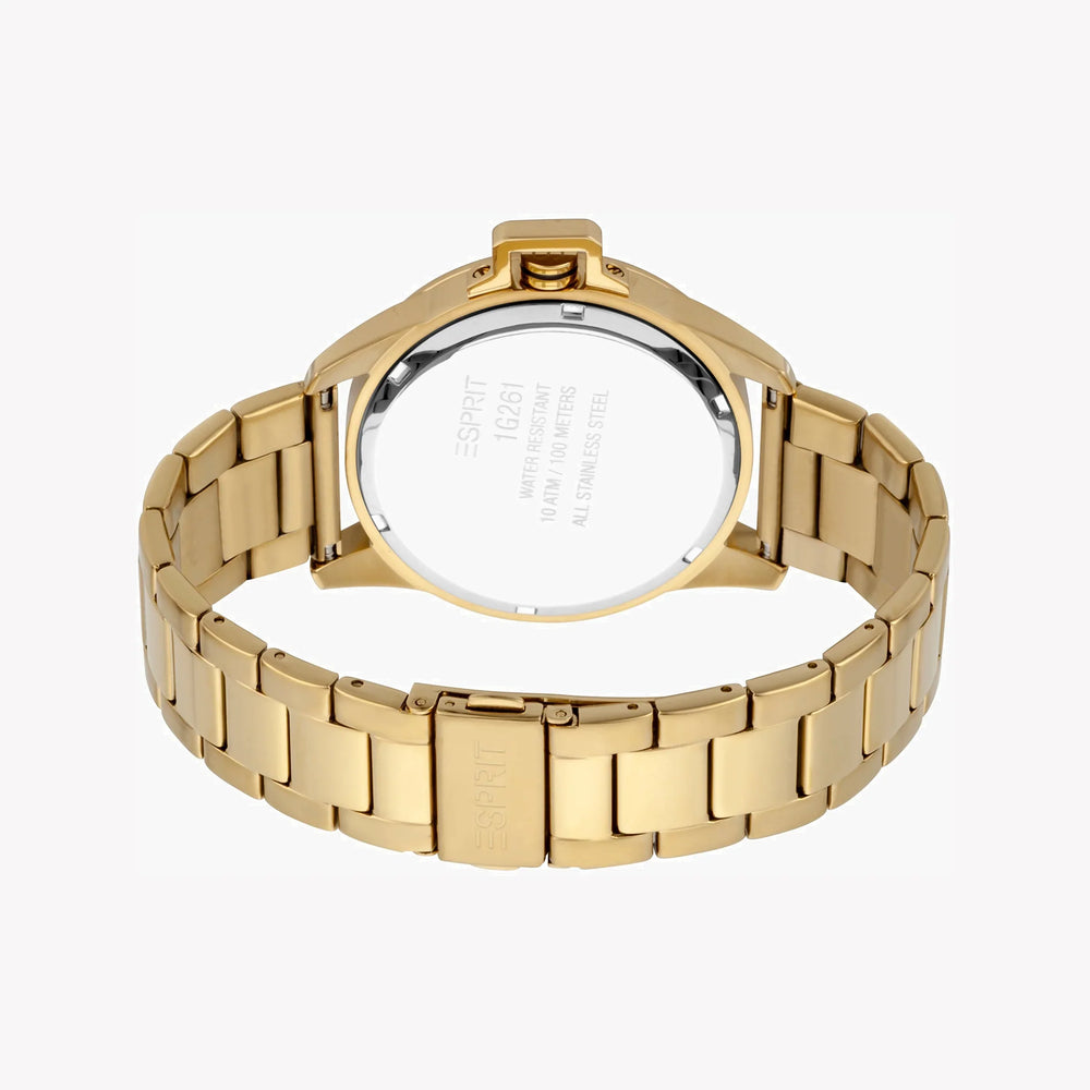 Esprit Men's Gold Stainless Steel Watch, Black Dial | Es1g090m0055 by i-watch
