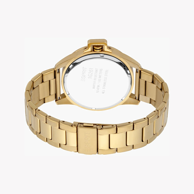 Esprit Men's Gold Stainless Steel Watch, Black Dial | Es1g090m0055 by i-watch