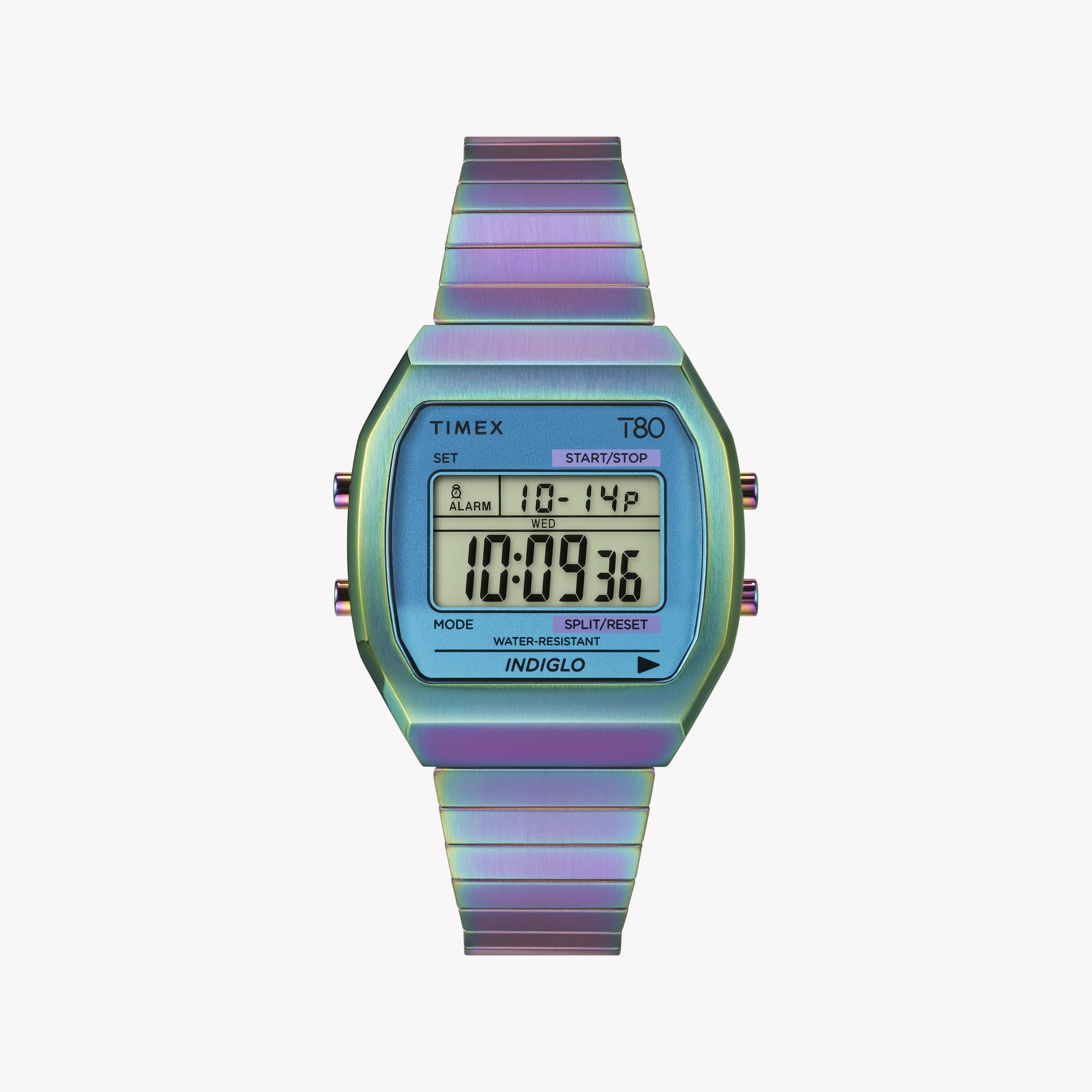 TIMEX T80 STAINLESS STEEL EXPANSION BAND - VIBRANT PURPLE PLAYFUL TIMEPIECE