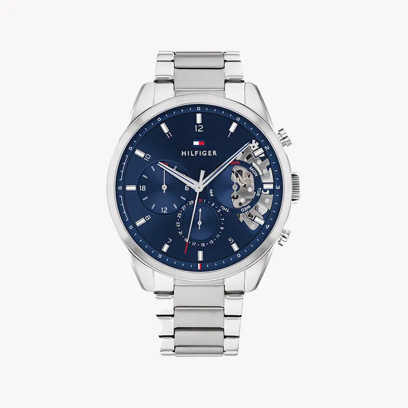 Tommy Hilfiger Men's Silver Watch, Blue Dial | 1673781 by i-watch