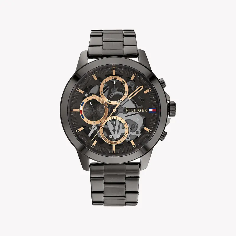 Tommy Hilfiger Men's Black Watch, Multicolor Dial | 1680670