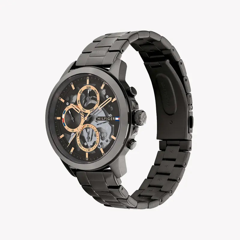 Tommy Hilfiger Men's Black Watch, Multicolor Dial | 1680670