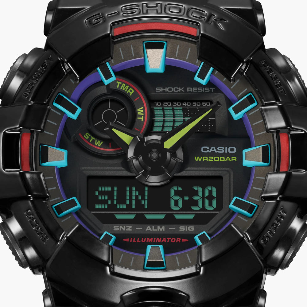 G-Shock Men's Black Resin Watch, Digital Dial | Ga-700rgb-1adr by i-watch