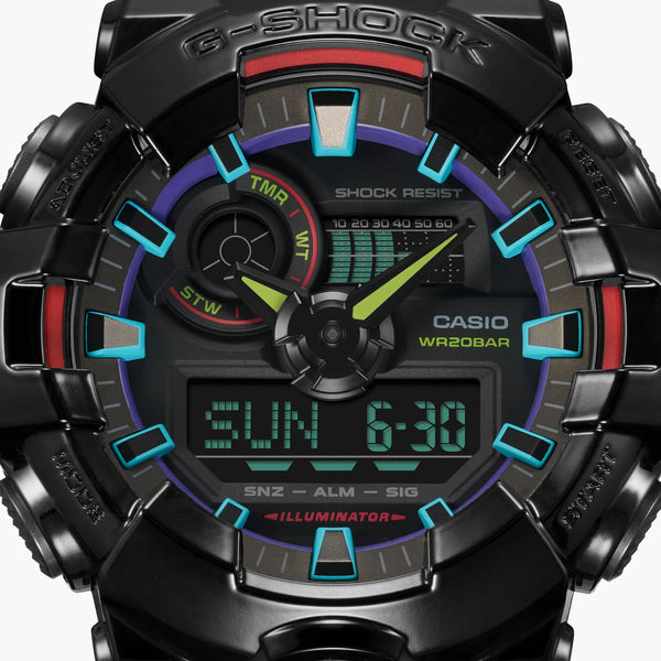 G-Shock Men's Black Resin Watch, Digital Dial | Ga-700rgb-1adr by i-watch