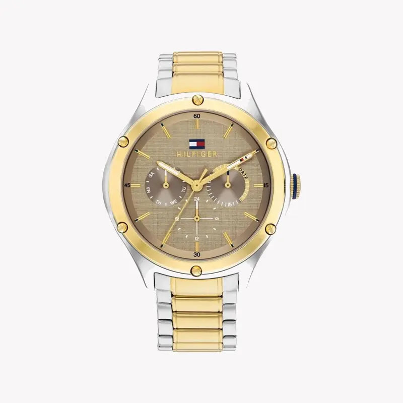 Tommy Hilfiger Women's Gold & Silver Watch, Beige Dial | 1687489