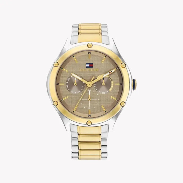 Tommy Hilfiger Women's Gold & Silver Watch, Beige Dial | 1687489 by i-watch