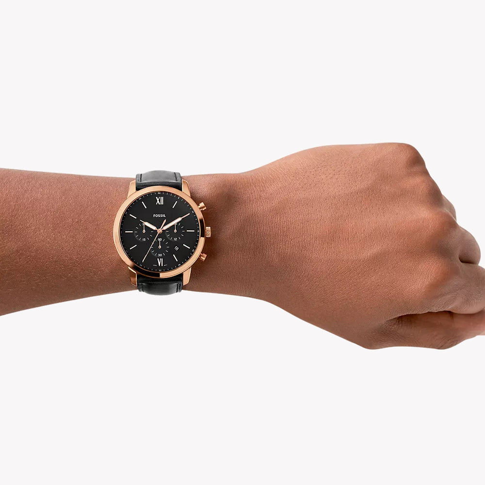 FOSSIL FS5381 ROSE GOLD REFINEMENT - MEN'S TIMEPIECE WITH BLACK DIAL & LEATHER STRAP-i-Watch-3