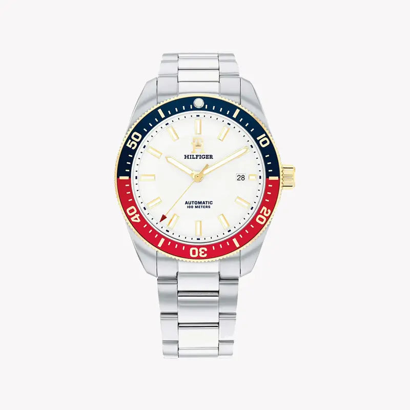 Tommy Hilfiger Men's Silver Stainless Steel Watch, White Dial | 1692195