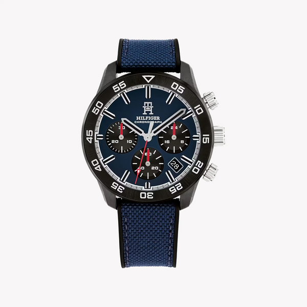 Tommy Hilfiger Men's Black/Blue Watch | 1697249 by i-watch