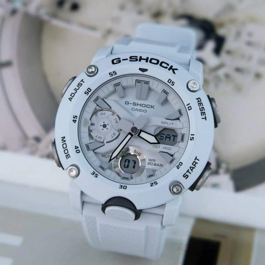 G-Shock Men's White Resin Watch, Digital Display | Ga-2000s-7adr by i-watch