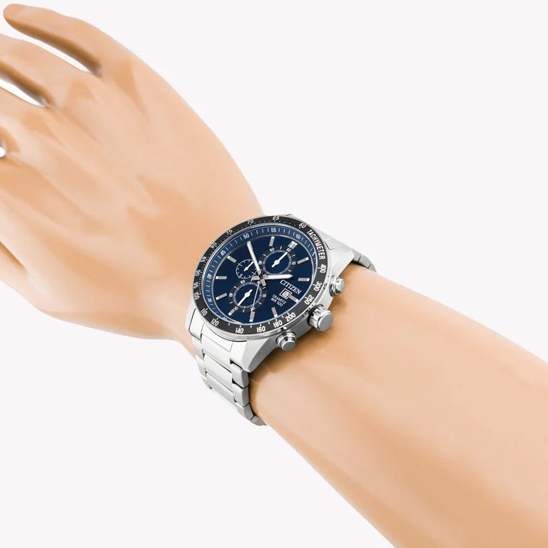 CITIZEN AN3600-59L BOLD PERFORMANCE - MEN'S STAINLESS STEEL CHRONOGRAPH WATCH WITH BLUE DIAL-i-Watch-4