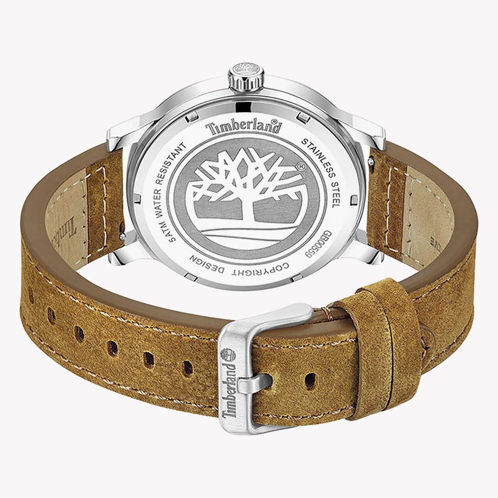 Timberland Men's Silver & Beige Leather Watch, Blue Dial | Tdwgb0055903 by i-watch