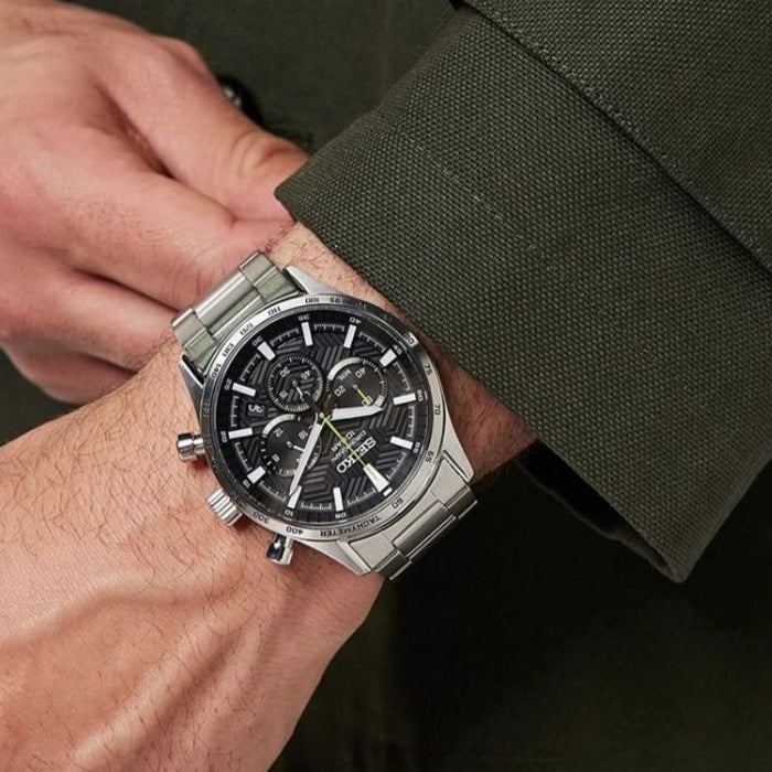 SEIKO SSB413P1 Men's 43mm Black Dial Quartz Watch-i-Watch-2