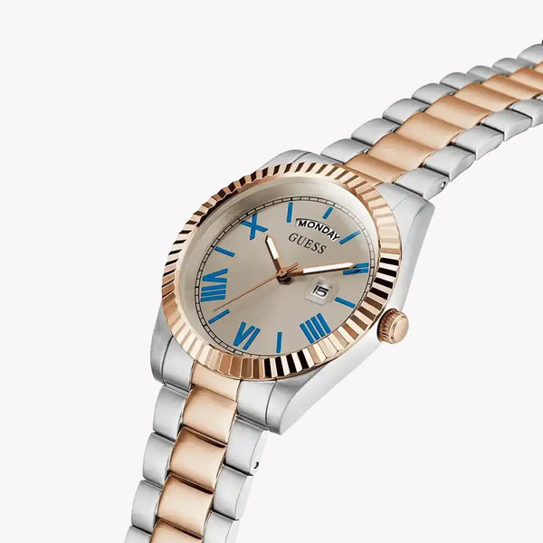 Guess Men's Silver & Rose Gold Watch, Gray Dial | Gw0265g13 by i-watch