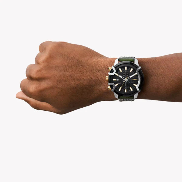 Diesel Men's Black Leather Watch, Green Band | Dz4585 by i-watch