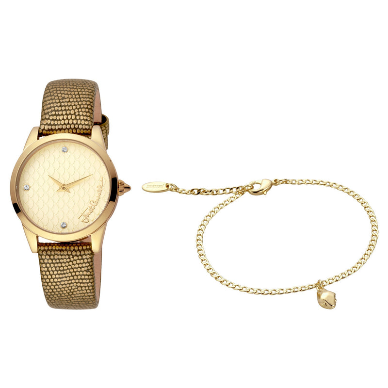 Just Cavalli Women's Gold Stainless Steel Watch, Gold Leather Band | Jc1l087l0025 by i-watch
