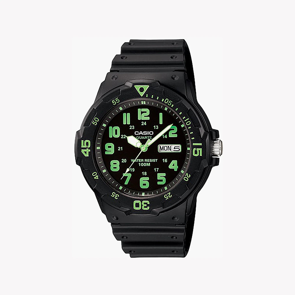 Casio Men's Black Resin Watch, Green Dial | Mrw-200h-3bvdf by i-watch
