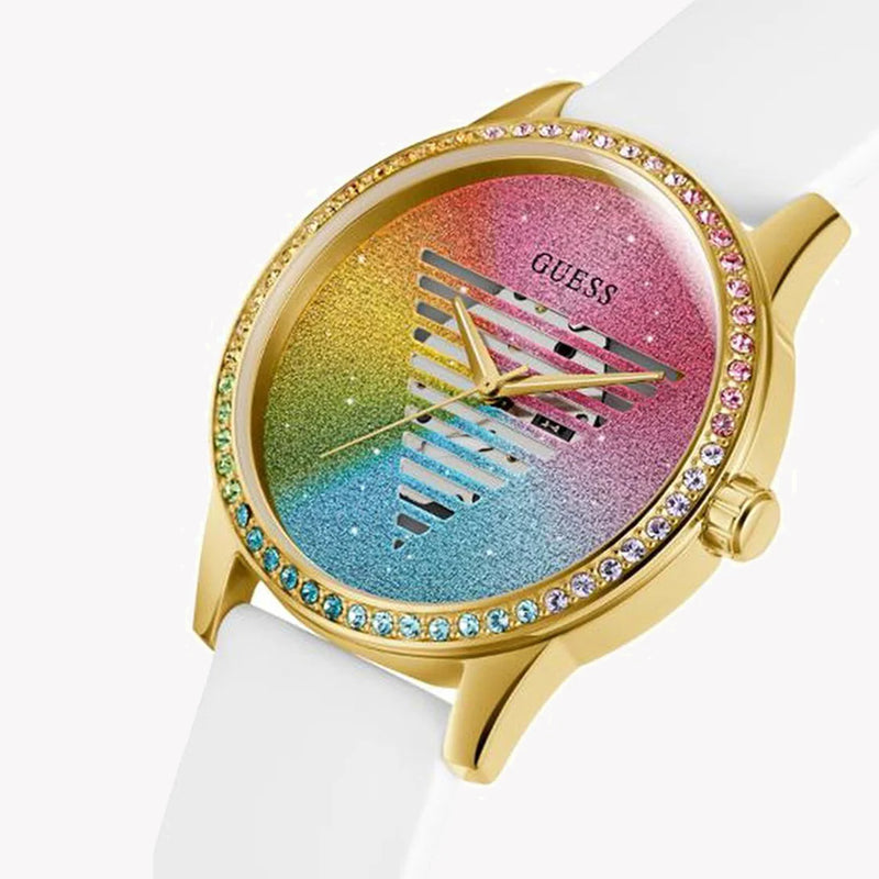 Guess Women's Gold Silicone Watch, Multicolor Dial | Gw0589l1 by i-watch