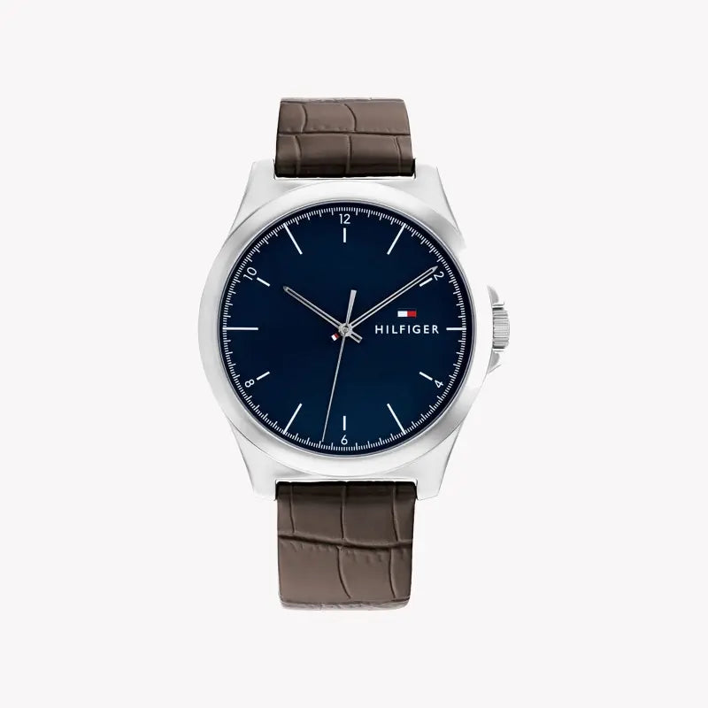 Tommy Hilfiger Men's Silver Watch, Dark Blue Dial | 1710549
