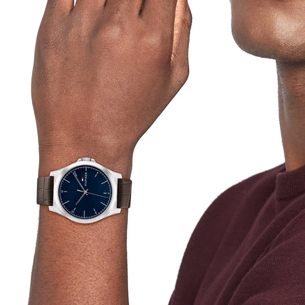 Tommy Hilfiger Men's Silver Watch, Dark Blue Dial | 1710549 by i-watch