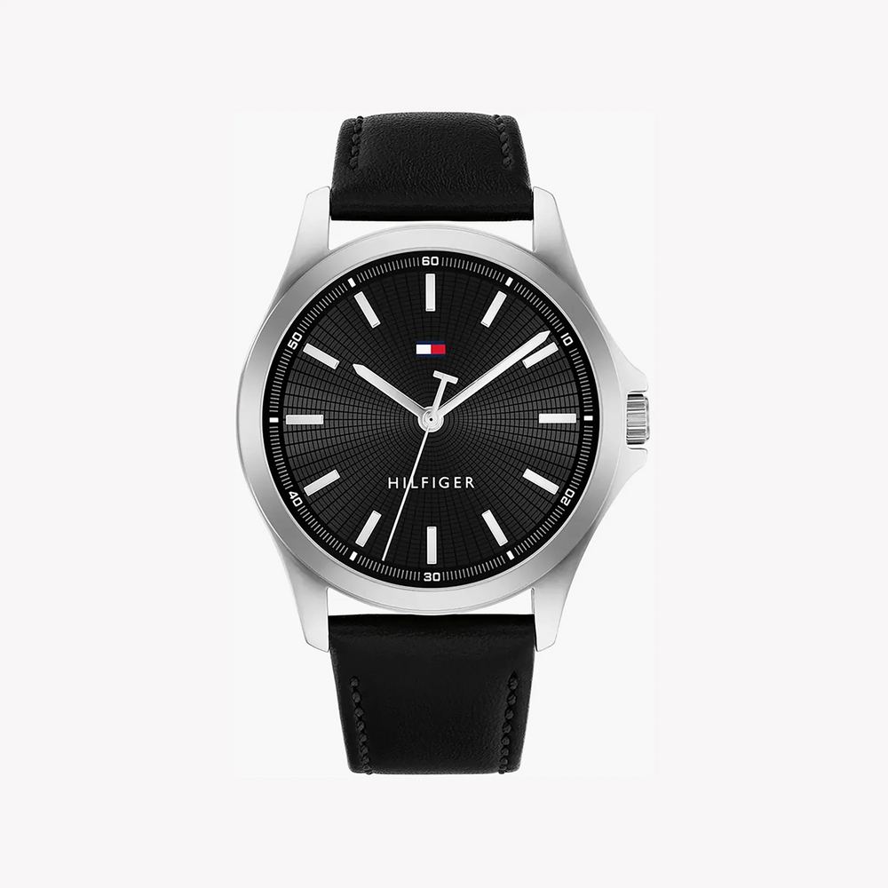 Tommy Hilfiger Men's Silver Watch, Black Dial | 1710668 by i-watch