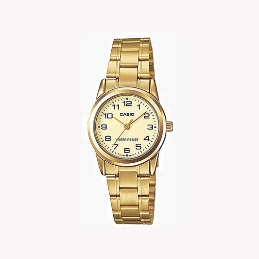 Casio LTP-V001G-9B analoge goldene Damenuhr