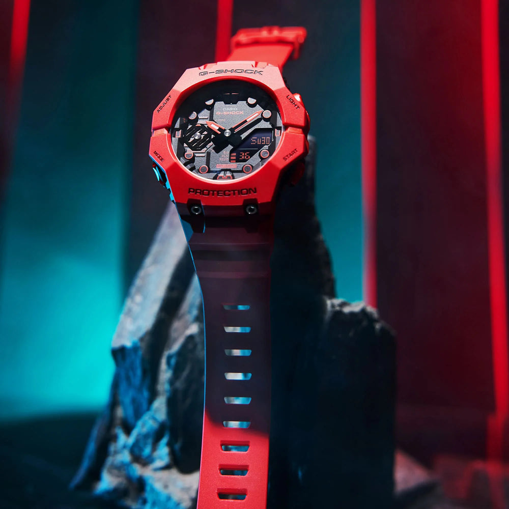Casio Men's Red Resin Watch, Black Dial | Ga-B001-4aer by i-watch