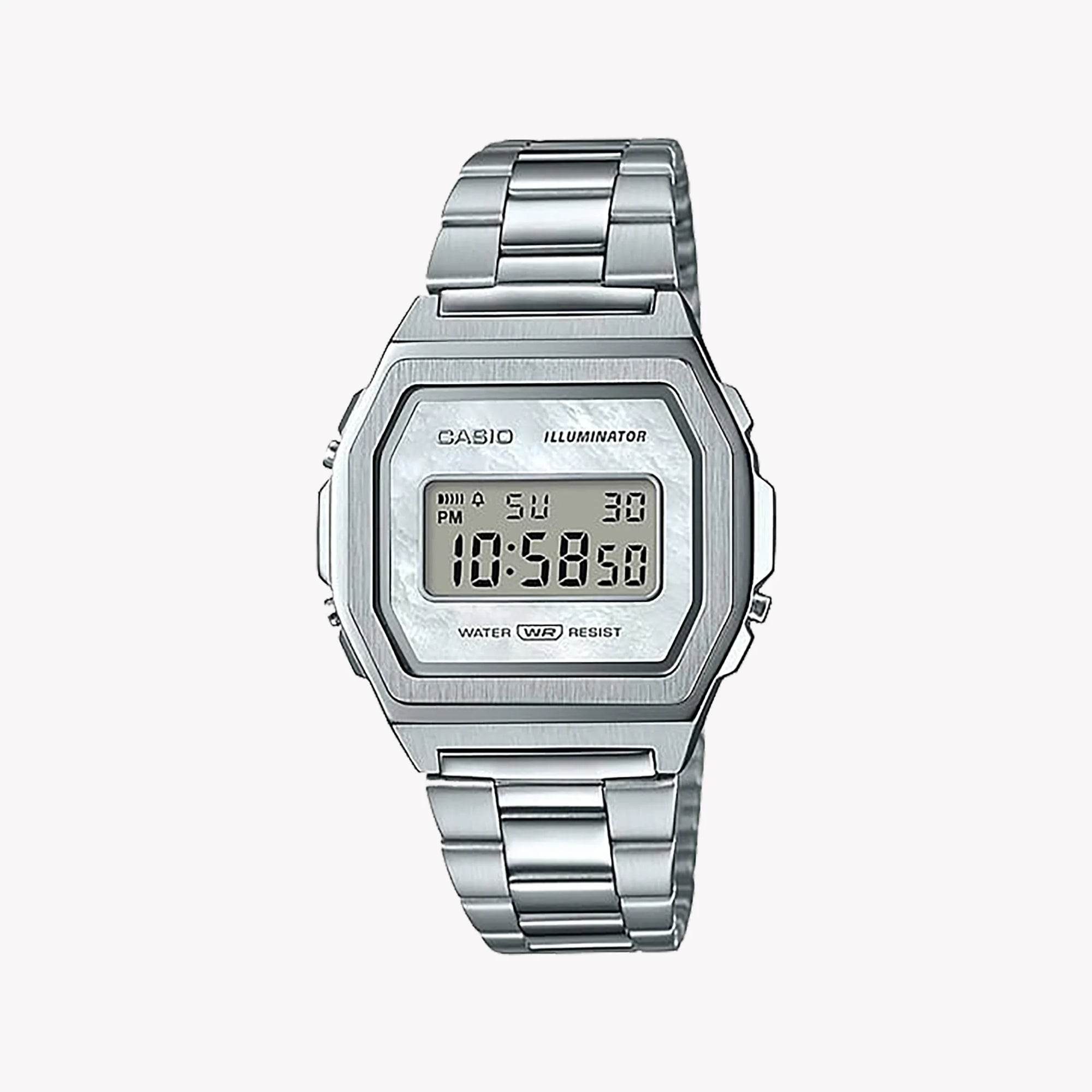 Casio Unisex Stainless Steel Watch, Mother Of Pearl Dial | A1000d Casio Unisex Stainless Steel Watch, Mother Of Pearl Dial | A1000d