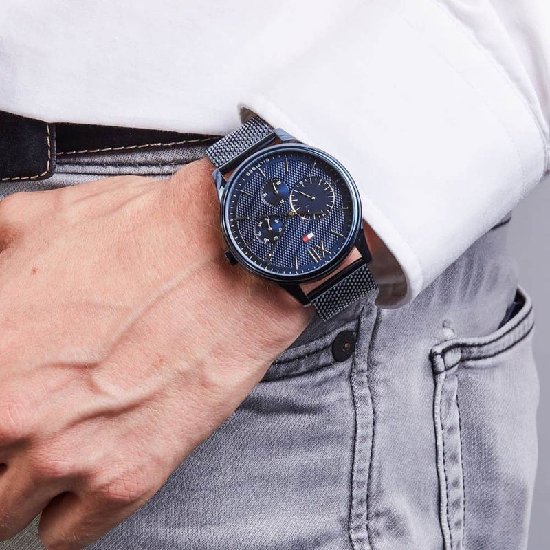Tommy Hilfiger Men's Dark Blue Stainless Steel Watch, Dark Blue Dial | 1791421 by i-watch