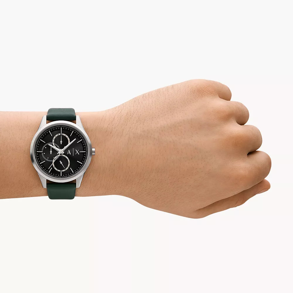 Armani Exchange Women's Green Leather Watch, Black Dial | Ax1883