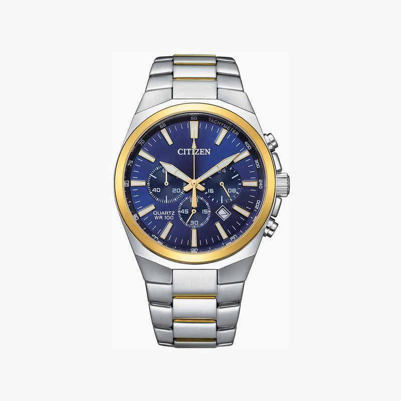 Citizen Men's Silver & Gold Watch, Blue Dial | An8176-52l by i-watch