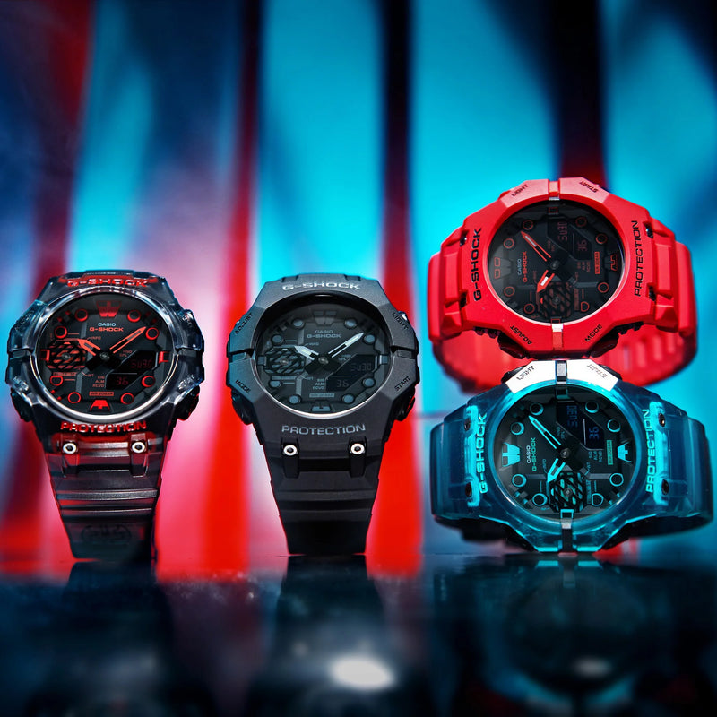 Casio Men's Red Resin Watch, Black Dial | Ga-B001-4aer by i-watch