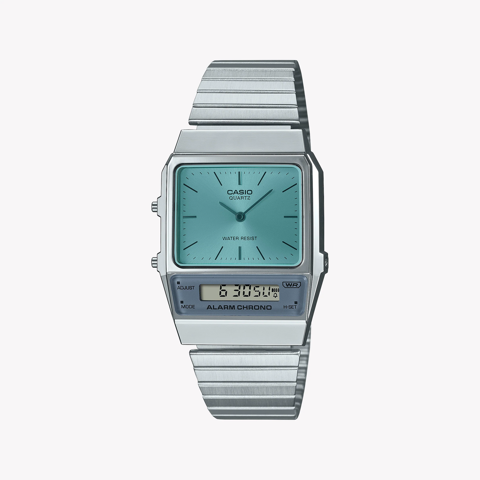 Casio Aq-800ec-2adf Vintage Charm - Retro Dual Dial Unisex Watch With Blue Dial And Silver Stainless Steel Band by i-watch