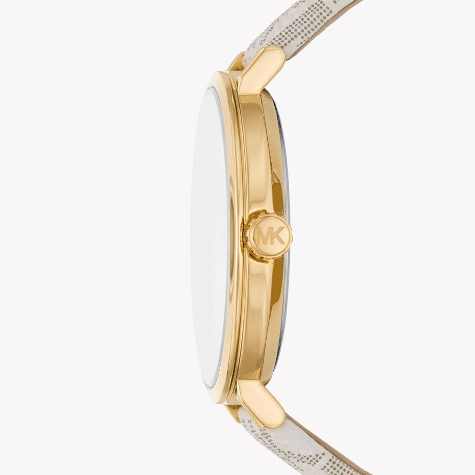 MICHAEL KORS MK2946 - BOLD SOPHISTICATION UNISEX TIMEPIECE WITH GOLD STAINLESS STEEL & BEIGE LEATHER BAND-i-Watch-2