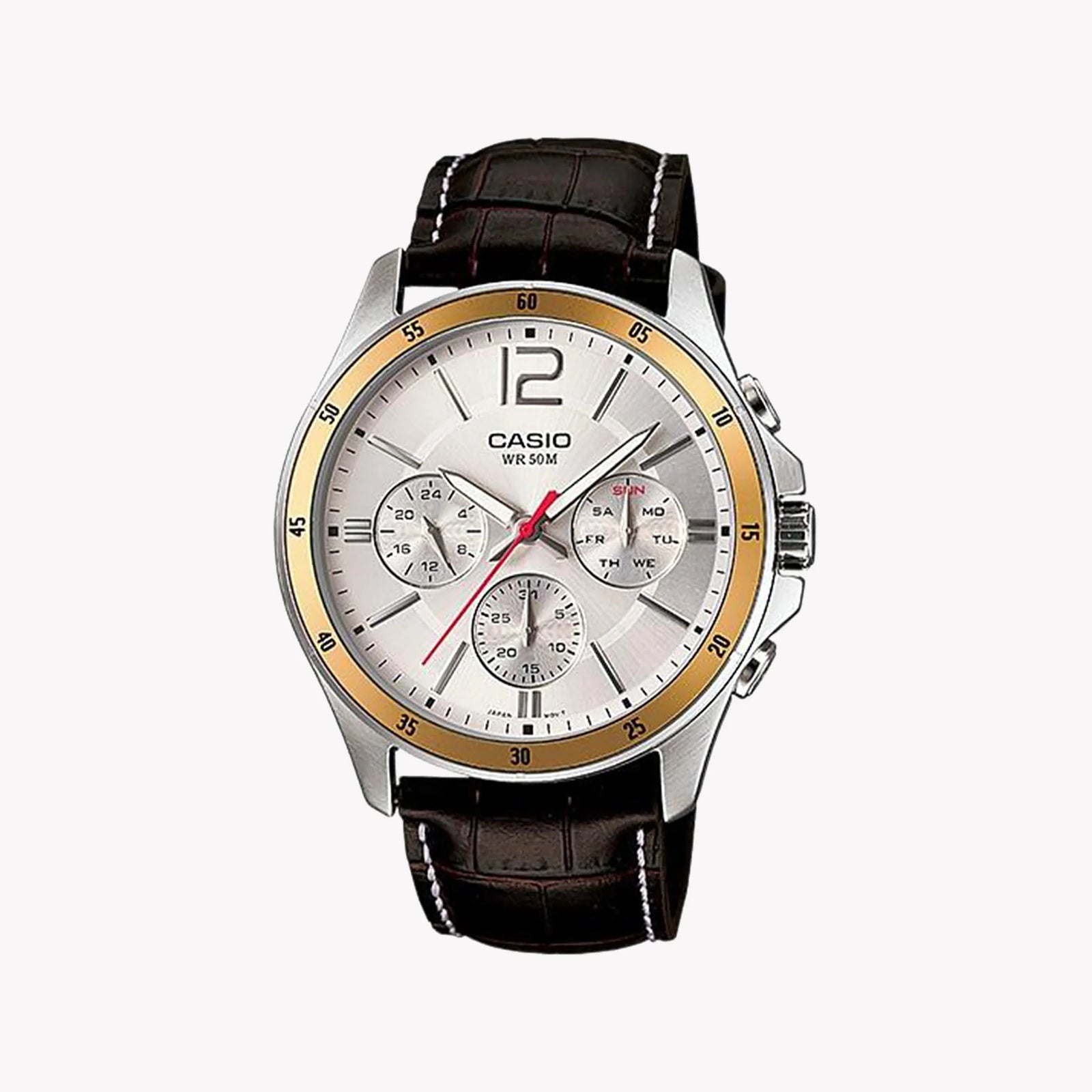 SEIKO MTP-1374L-7AVDF - TIMELESS ELEGANCE MEN'S WATCH WITH LEATHER STRAP & MULTIFUNCTIONALITY