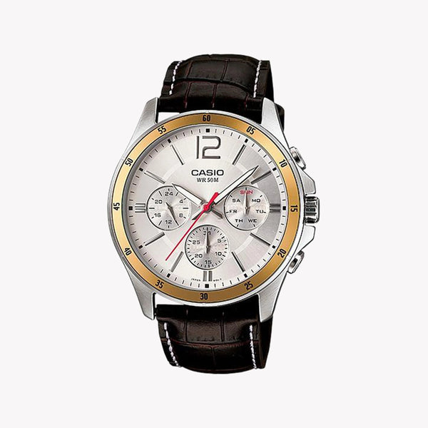 SEIKO MTP-1374L-7AVDF - TIMELESS ELEGANCE MEN'S WATCH WITH LEATHER STRAP & MULTIFUNCTIONALITY